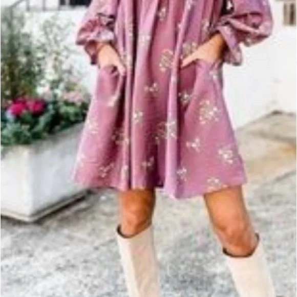 a new day Mauve Floral Long Sleeve Dress - Picture 11 of 11